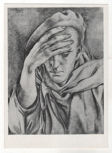 1957 Portrait Gefangener im Zweiten Weltkrieg KUNST ALTE sowjetische Postkarte