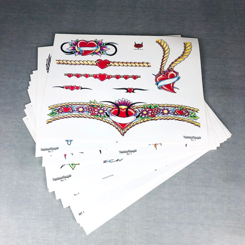 Tattoo Flash Sheet Set Vintage style art 10 color with outline pairs Plus 2 more