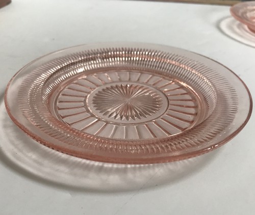 Coronation Pink Depresión Vidrio Ancla Hocking 6" Pan Mantequilla Platos (2) EC - Imagen 7 de 11