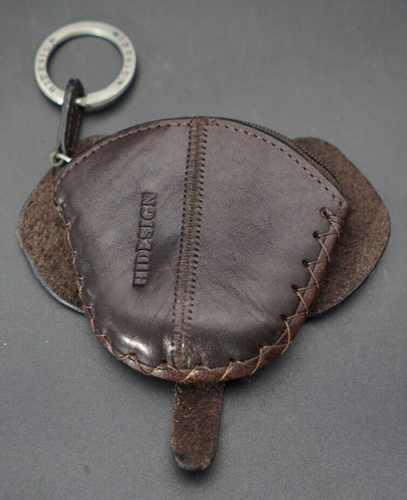 Elephant Face Look HIDESGIN Hand Stitch Leather Coin bag purse, Scully Vtg. - Picture 2 of 5