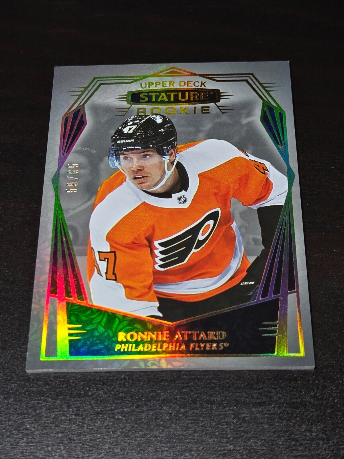 2022-23 UD Stature Ronnie Attard RAINBOW ROOKIE #/65 Philadelphia Flyers NHL