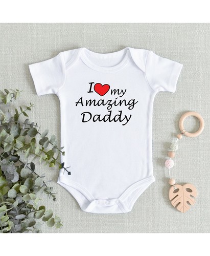 I love my amazing daddy Best Shower Gift Cute Funny Infant Message Baby Bodysuit - Picture 7 of 11
