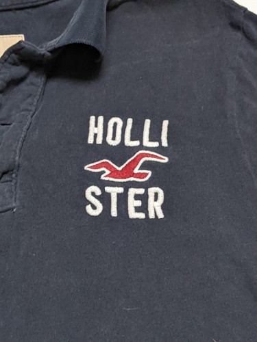 Camisa Polo Hollister Para Hombres S Azul Marino Logo Gaviota de Mar Manga Corta Algodón Piqué - Imagen 2 de 11