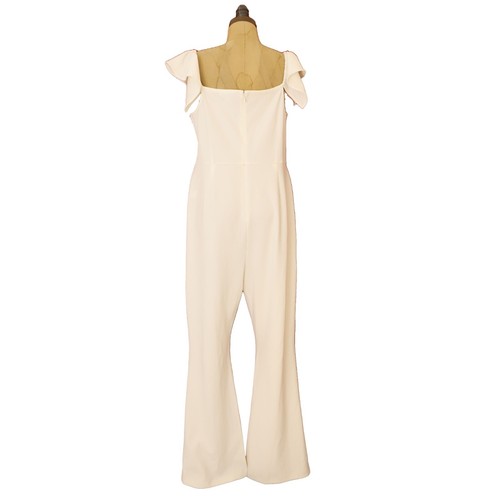 Chelsea28 Off The Shoulder Jumpsuit L Stretch Lined Ivory Cloud NEW Tag $99 B99 - Picture 3 of 6