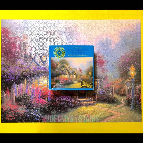 THOMAS KINKADE GLOW IN THE DARK PUZZLE 2005 Candlelight Cottage 1996 1000pc RARE - Picture 2 of 24