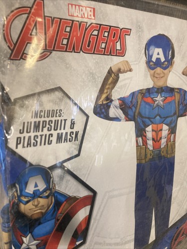 Costume Halloween Avengers Capitan America Ragazzo Tuta e Maschera Medium 8-10 - Foto 2 di 5