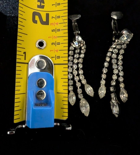 Pendientes de clip de cristal checo vintage. Elegante bisutería victoriana. - Imagen 3 de 3