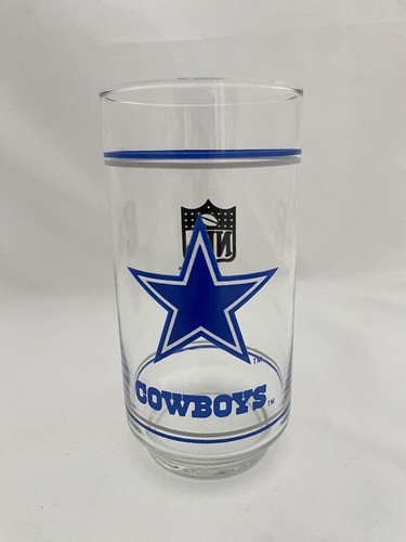 3 Vintage NFL Dallas Cowboys Glass Mobil Drinking 5.5 Inch Tall 12oz Blue Star - Picture 3 of 4