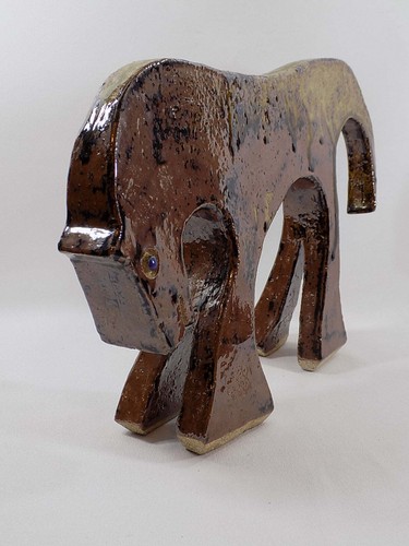 Scultura cavallo vintage in gres 14 pollici 7 libbre firmata SPEDIZIONE GRATUITA USA! - Foto 4 di 9