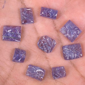 23-40-Cts-9-Pcs-Untreated-Natural-Tanzanite-Gems-Moghul-Carving-Work-6mm-10mm