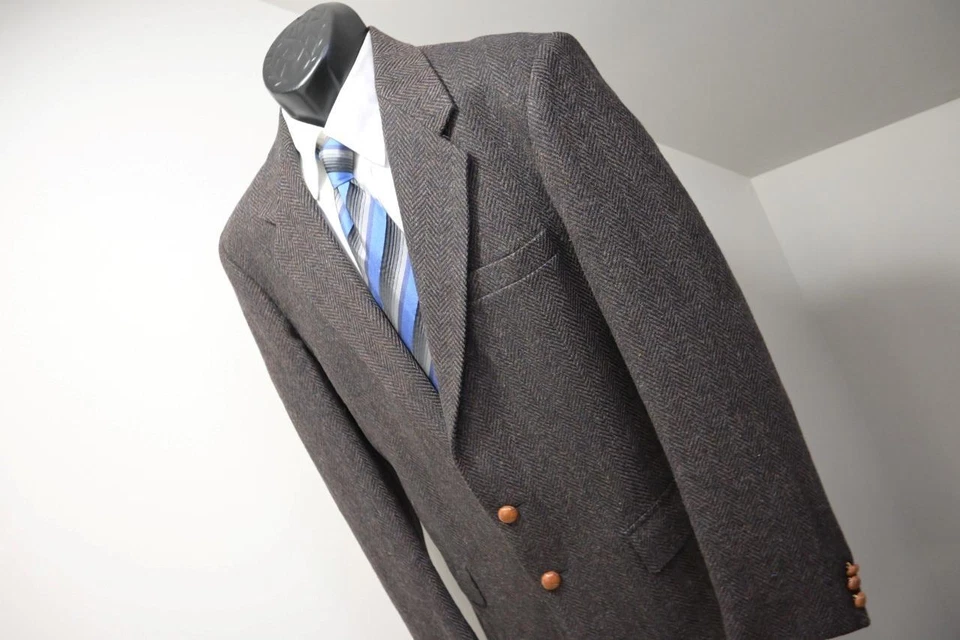 Blazer Chaqueta Deportiva De Colección Farah Tweed Tejido a Mano Lana Espiga Para Hombres Talla 42 L Foto 3 de 4