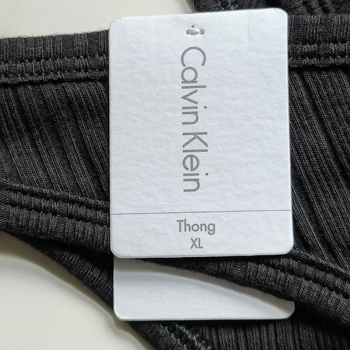 Calvin Klein Ribbed Thong Panty Ck Black Size XL - Picture 4 of 6