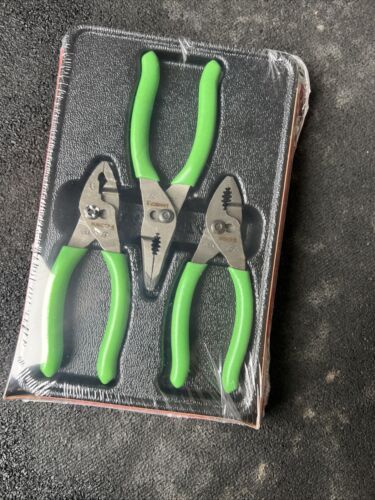 For Snap On Tools NEW PL344BCFg 3pc Green Soft Grip Slip Joint Pliers Set USA - Picture 2 of 6