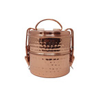 Copper Hammered Traditional Indian Tiffin Lunchbox , 2 Compartment dabba box