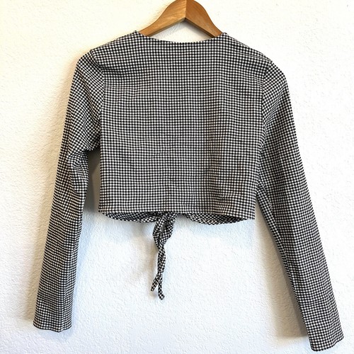 LPA Hahnentritt Crop Langarm vorne zum Binden Größe Medium schwarz weiß - Bild 4 von 4