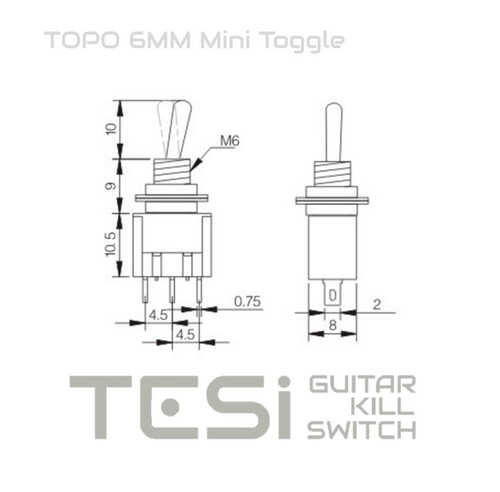 Tesi TOPO 6MM Enganche SPDT Mini Toggle Pedal y Guitar Kill Switch Switch - Imagen 5 de 6