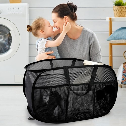 Collapsible Laundry Baskets, Upgrade Pop Up Laundry Hamper with Convenient Bags, - Picture 2 of 7