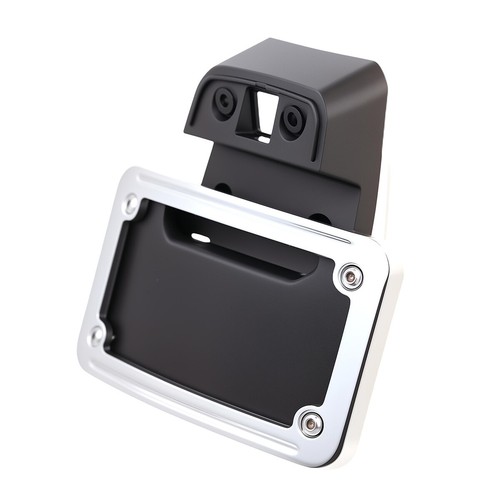 Chrome Curved Laydown License Plate Mount Bracket For Harley 2024 25 FLHX FLTRX - Picture 3 of 7