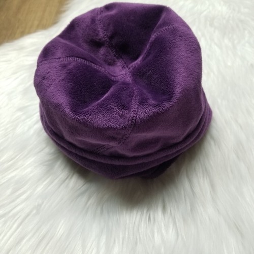Land's End Purple Fleece Velour Winter Hat Beanie Cap Youth Size Medium - Picture 4 of 9