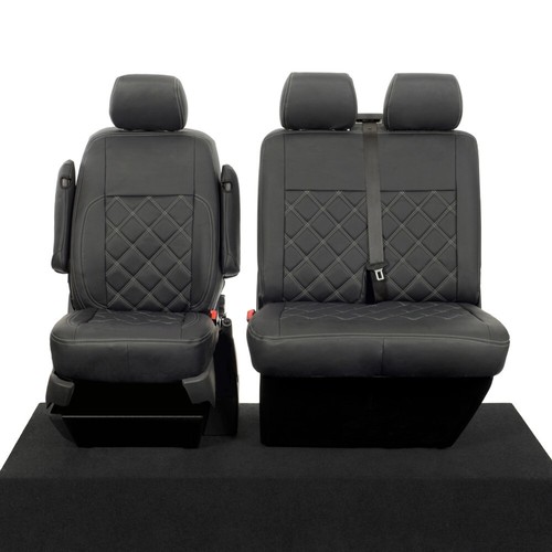 VW TRANSPORTER T5 T26 T28 T30 T32 LEATHERETTE FRONT SEAT COVERS (2003-2015) 209 - Picture 9 of 24