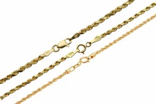 14k Yellow Gold 1.5mm-2.5mm Italy Rope Chain Twist Link Necklace 16"-30" Hollow