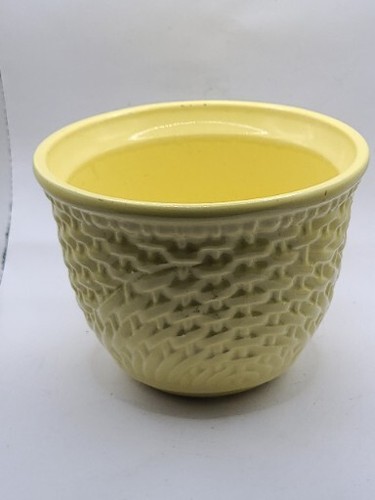 Haeger Keramik Vase im gelben Korbgeflecht Design. #5054. Frühlingsdeko - Bild 1 von 5