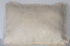 ivory Jacquard woven modern print pillow with lace and piping