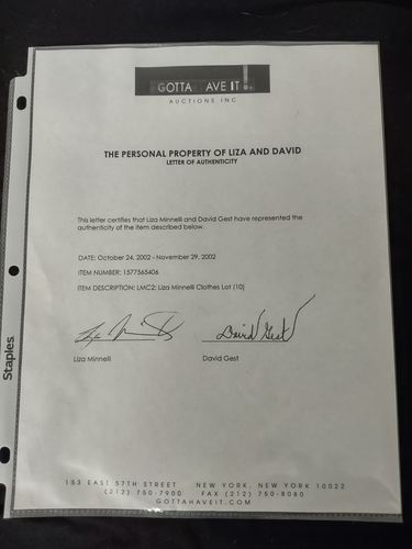 Camisa de motocicleta Liza Minnelli propiedad personal camisa negra Destroy con lote - Imagen 6 de 7