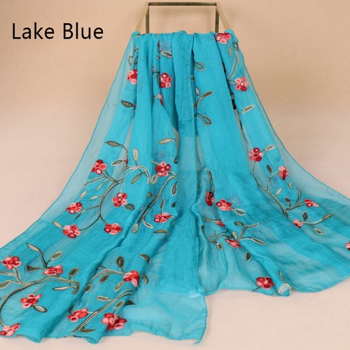 Women's Blend Lace Scarf Flower Hollow Muslim Scarves Hijab Shawls Head Wraps - Picture 7 of 23
