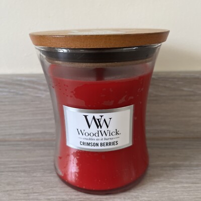 WoodWick Crimson Berries - Medium Sanduhr Kerzenglas - 9,7 oz / 276 g - Neu