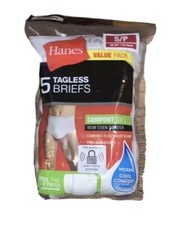 Hanes Tagless Briefs, 5 Pack White Men  s Size Small 28-30" / 70-75 cm NEW
