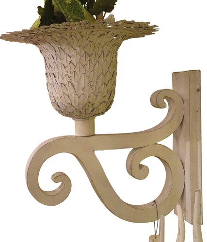 Ornate White Iron Scroll Wall Mounted Planter Flower Urn Bracket Outdoor Metal - Picture 6 of 7