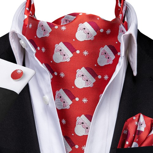 Men's Ascot Cravat Tie Silk Paisley Floral Check Hanky Cufflinks Set Wedding - Picture 149 of 317