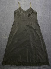 Barbizon Enthrall Miss 18 Full Slip Black Nylon w/ Lace Grunge Whimsygoth 1960s