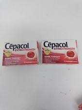 2x Cepacol Extra Strength Cherry Flavor Sore Throat 16 Lozenges Exp 6/25