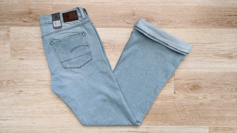 G-Star Raw 3301 Blue Denim Jeans Women's Washed Low Boyfriend Flare Fit W25/W27 - Image 3 of 4