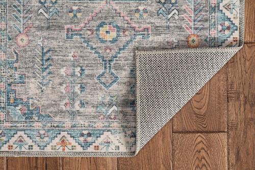 Linon Home Decor Products The Anywhere Washable Rug Shalonda Grey & Green 3' ... - Picture 8 of 12