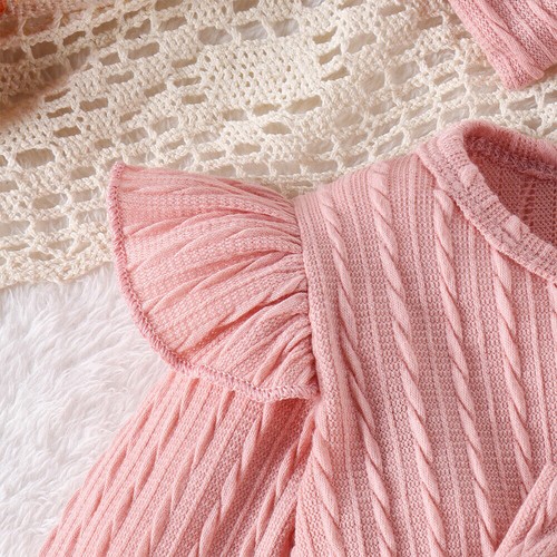 Newborn Baby Girls Ribbed Ruffle Romper Tops Dress Socks Outfit Clothes Set - Picture 11 of 18