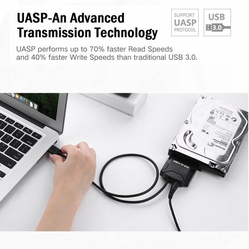 USB 3.0 to 2.5" UASP SATA Universal Hard Drive Adapter Cable With Power Adapter - Picture 9 of 9