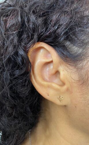 14K Solid Yellow Gold Celtic Knot Earrings - 14K Gold Earrings- 5mm x 6mm- GK965 - Picture 6 of 7