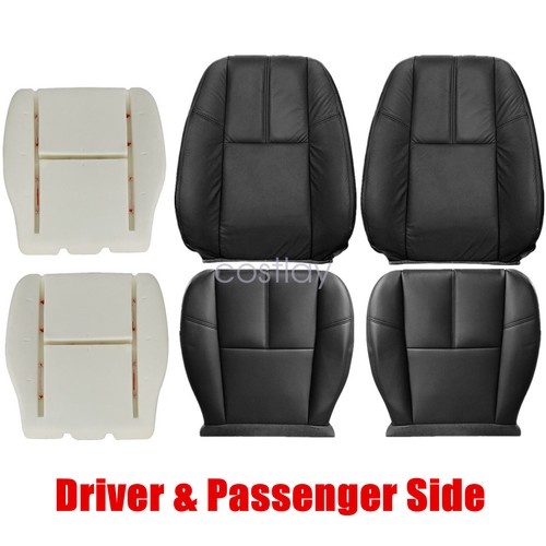 For 2007-2014 GMC Sierra 1500 2500 3500 HD Front Side Seat Cover Black Leather - Picture 26 of 187