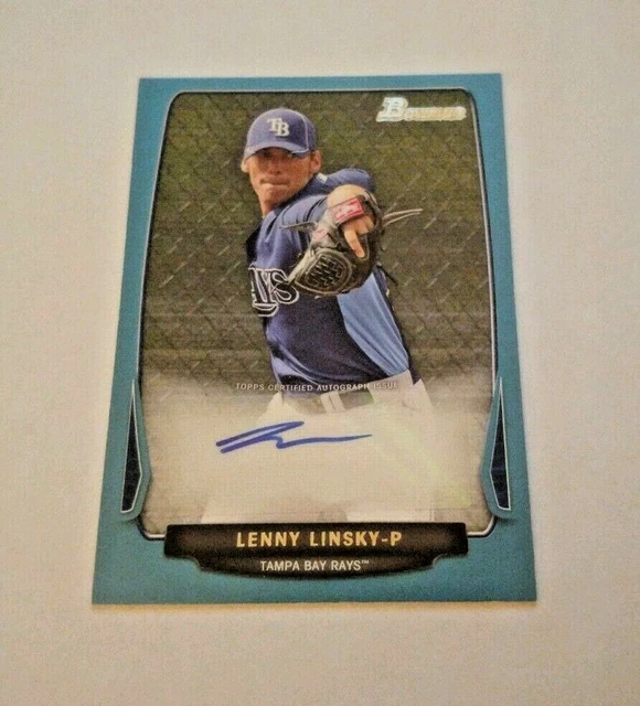 2013 Bowman Prospects Auto Blue #BPA-LL Lenny Linsky Tampa Bay Rays 311/500