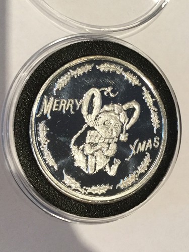 Rare Vintage Holiday Merry Xmas Christmas Coin 1 Troy Oz .999 Fine Silver Round - Picture 4 of 12