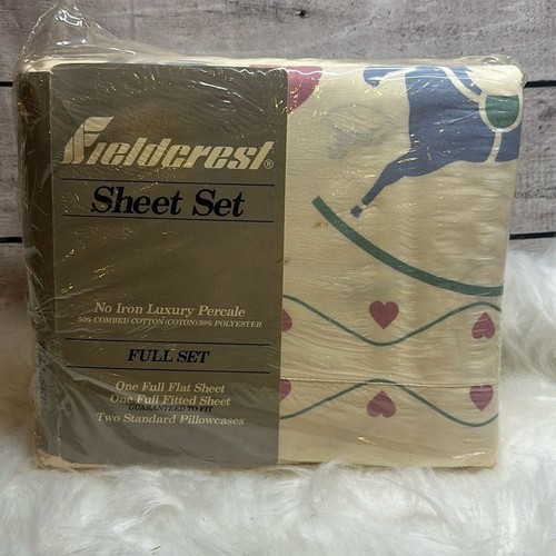 Neu Vintage Fieldcrest Schaukelpferd volle Größe Lakenset - Bild 1 von 5