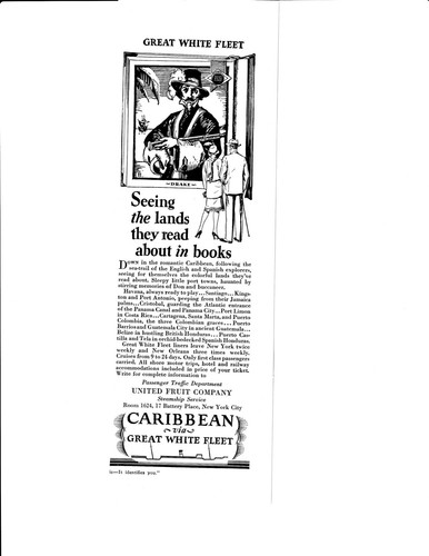 Great White Fleet Print Ad 1929 Caribbean Cruise Couple Sightseeing
