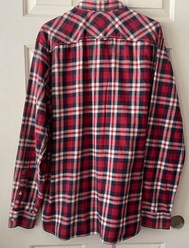 Sun+Stone Men's size 2XL red Dio Plaid Patch Pocket Button Up Shirt - Picture 3 of 19