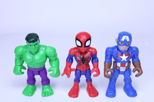 Marvel Super Hero Adventures Spider Man Hulk & Captain America 2018 Playskool