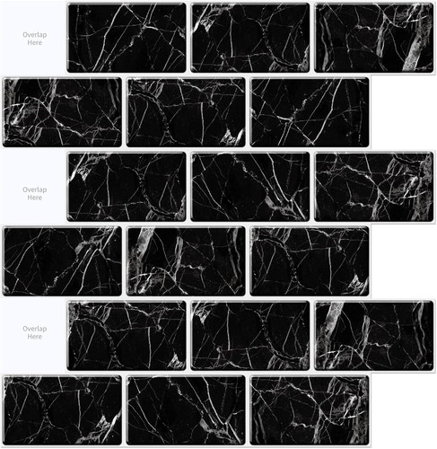 10-Sheet Peel and Stick Backsplash, 12x12 in. Subway Tiles Marble Design