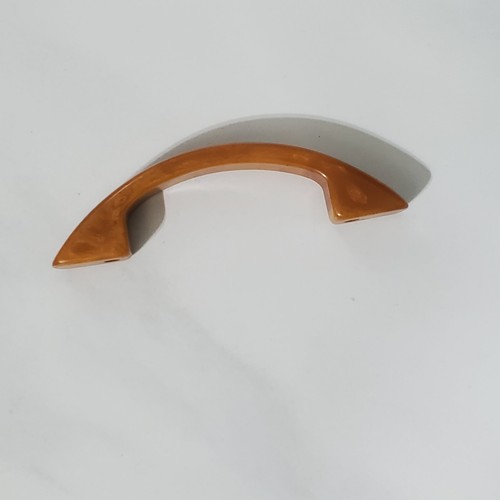 Art Deco Bakelite Catalin Butterscotch White Striping Drawer Cabinet Handle - Picture 3 of 8