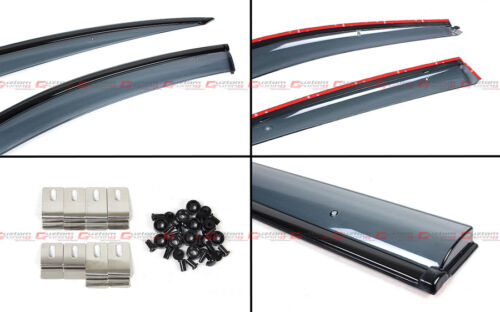 FOR 2007-15 INFINITI G35 G37 SEDAN CLIP-ON TYPE SMOKE WINDOW VISOR W/ BLACK TRIM - Picture 3 of 4
